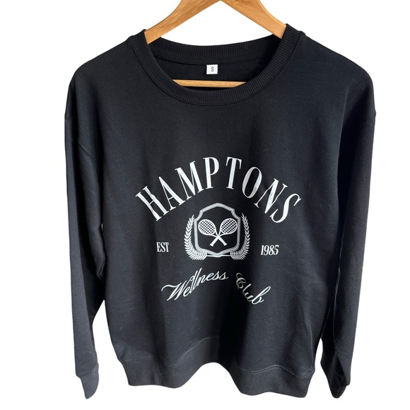 NWOT. Hamptons Wellness Club sweatshirt size small. Black. - Picture 2 of 5